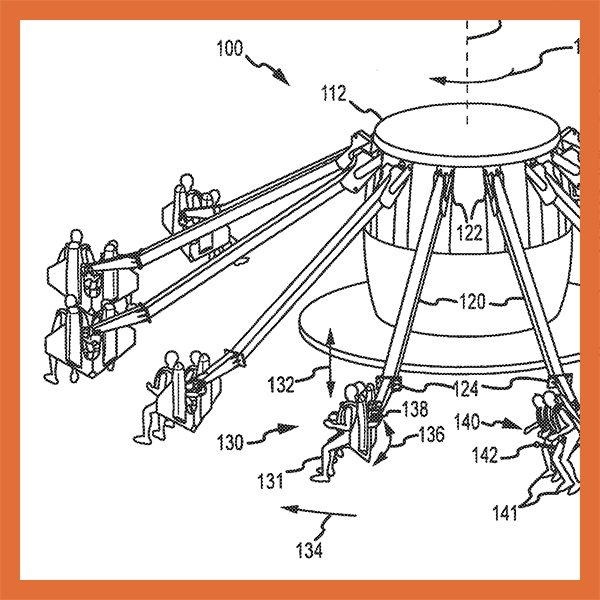 Patent diagram — free-flying ride system
